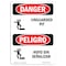 Signmission Safety Sign, OSHA Danger, 18" Height, Unguarded Pit With Symbol Bilingual Spanish OS-DS-D-1218-VS-1601 - alternate 1